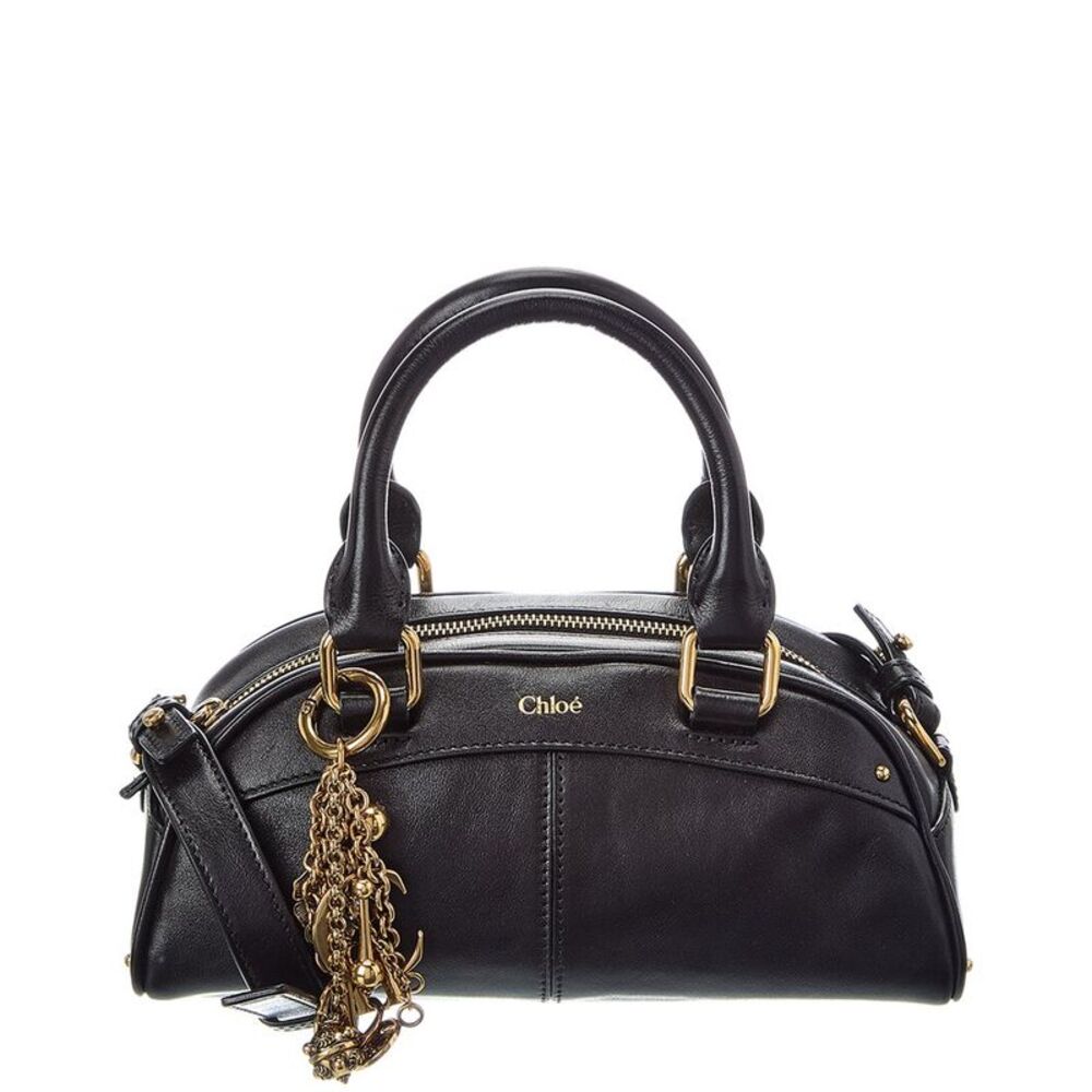 Chloé Small Leather Bowling Bag, Black